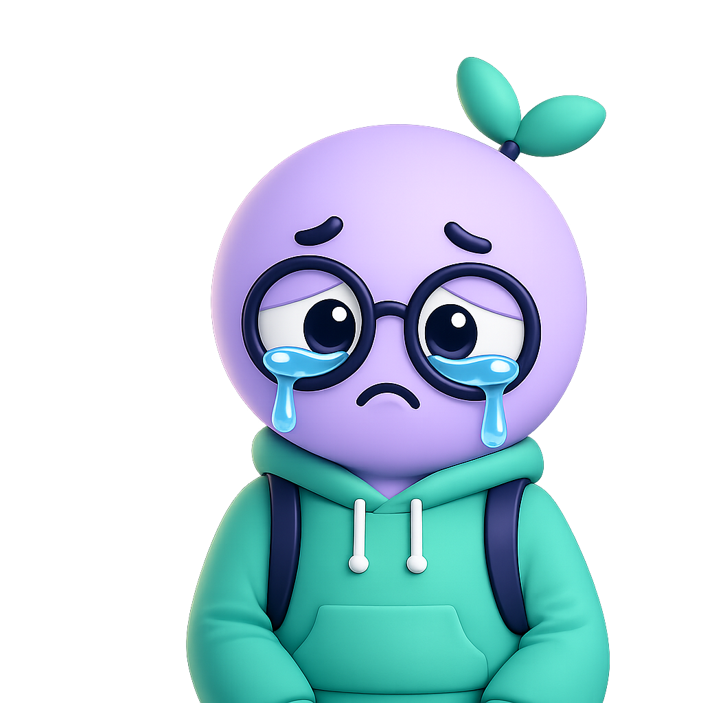 Cog looking a little sad with a tear